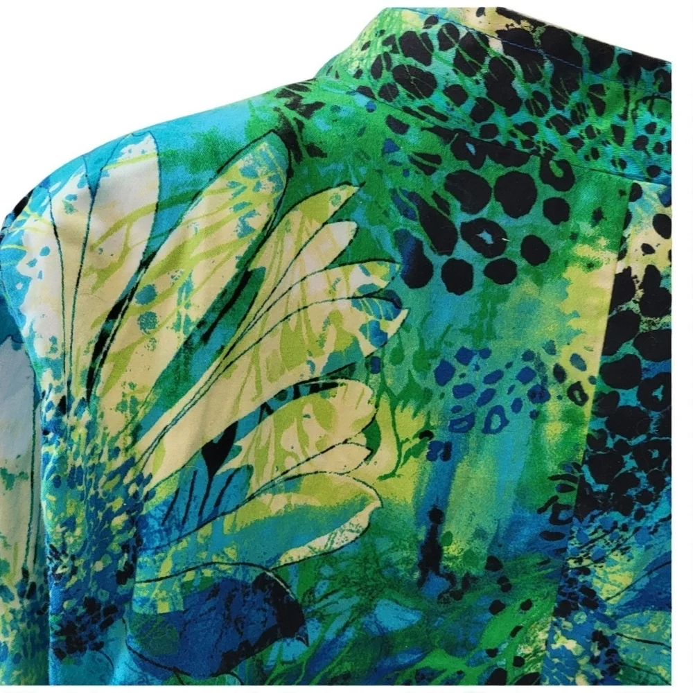 Erin Plus sz 1X Colorful Abstract Floral 3/4 Sleeve Artsy Blazer Jacket